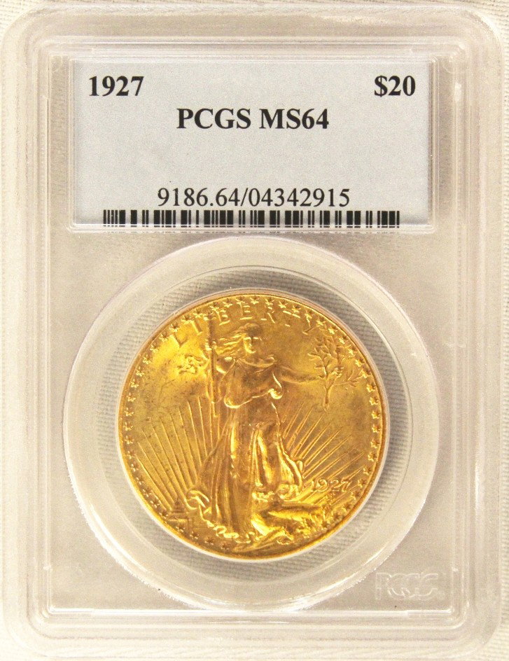 PCGS MS64 1927 $20 St. Gaudens Double Eagle Gold Coin G: "PCGS MS64 1927 $20 St. Gaudens Double Eagle Gold Coin GOP4. As-Is Condition! MY6712KN. 1927 $20 St. Gaudens Double Eagle Gold Coin. Thank you for viewing this lot! We are always adding new inventory 