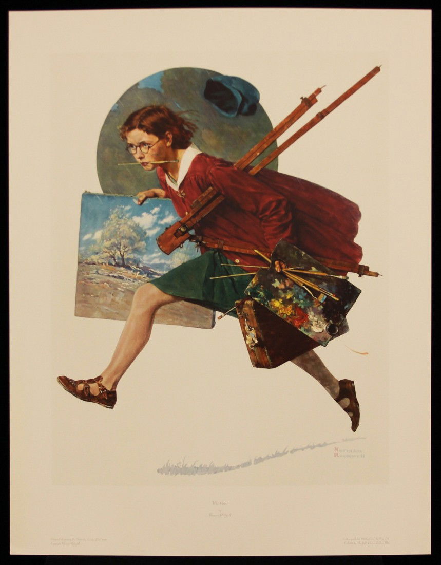 Norman Rockwell "Wet Paint" Fine Art Print AP184: Norman Rockwell Wet Paint" Fine Art Print AP184. Excellent Condition! TF62LN. One fine art print of "Wet Paint" by Norman Rockwell with Certificate of Authenticity. Norman Rockwell was an American ill