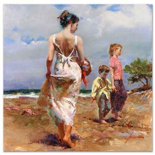 Pino "MEDITERRANEAN BREEZE (12x12 Embellished)": Pino "MEDITERRANEAN BREEZE (12x12 Embellished)" Hand Signed and Numbered Limited Edition Embellished Giclee on Canvas Dimensions: 12 x 12 Inches (Note: Edition number recieved may differ from photo)