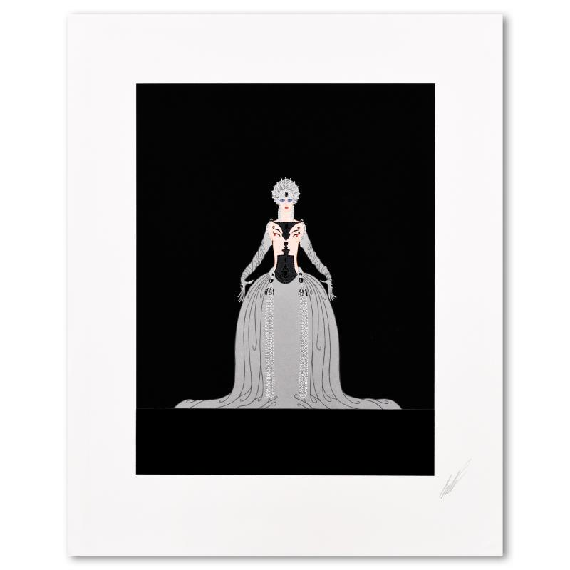 Kissing by Erte (1892-1990): "Kissing" is a limited edition serigraph on paper, numbered 51/300 and hand signed by Erte (1892-1990). Includes Letter of Authenticity. Measures approx. 21.5" x 27" (border), 14.5" x 19.5" (image).