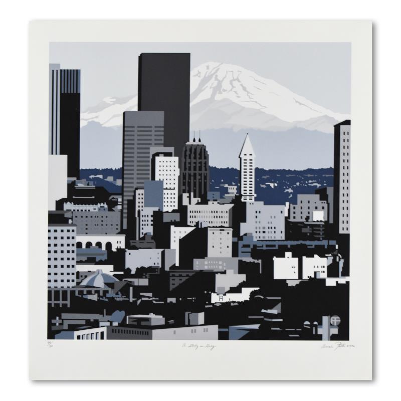 Study in Grey by Armond Fields (1930-2008): Study in Grey by Armond Fields (1930-2008). "Study in Grey" is a limited edition hand pulled original serigraph on paper by Armond Fields (1930-2008), numbered and hand signed by the artist. Includes