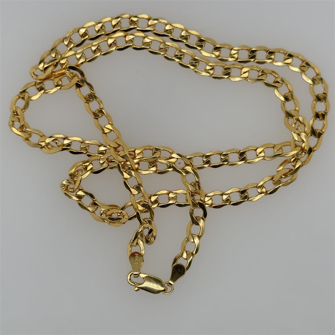 14K Yellow Gold Chain: One 14K Yellow Gold Chain. Total weight of chain is 9 grams. 22 inches in length.
