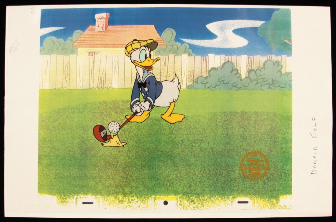 Walt Disney "How to Play Golf: Donald" Serigraph Cel Di: Walt Disney How to Play Golf: Donald" Serigraph Cel DisneySeri232. Excellent Condition! HF82XW. One original limited edition fine art serigraph cel from Walt Disney's "How to Play Golf: Donald". Comes