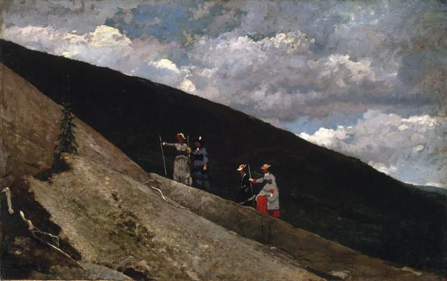 Homer - In the Mountains: Artist: Winslow Homer - Title: In the Mountains - Medium: Fine Art Giclee on Canvas - Image Size: Approximately 12.5 inches x 20 inches - Framed: Unframed on Unstretched Canvas - Biography: Winslow Ho