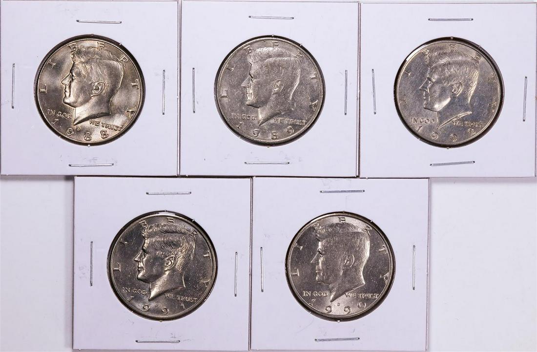 1988-1992 Kennedy Half Dollar Coin Collector's Set: One 1988-1992 Kennedy Half Dollar Coin Collector's Set. Great for any collection!