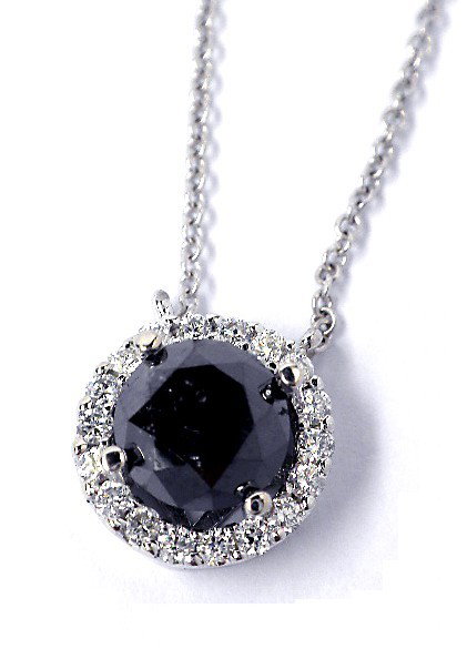 14KT White Gold 1.67ct Black and White Diamond Necklace: "14KT White Gold 1.67ct Black and White Diamond Necklace J45. New Condition! MK115VB. One electronically tested 14KT white gold ladies cast and assembled black and white diamond necklace with a bright