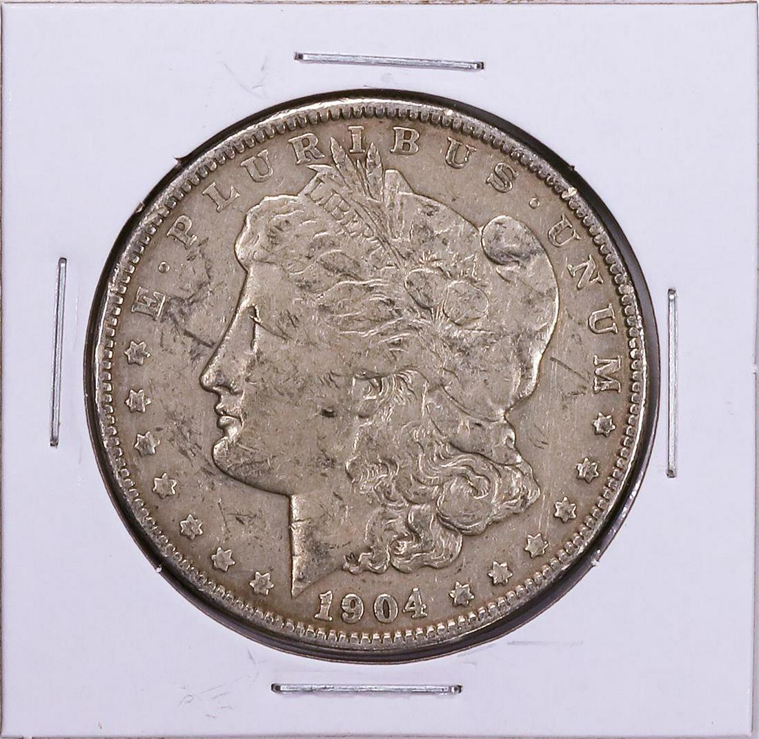 1904 Morgan Silver Dollar Coin: One 1904 Morgan Silver Dollar Coin. Great for any collection!