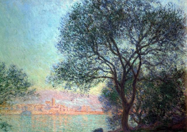 Claude Monet - Antibes Seen from La Salis: Artist: Claude Monet - Title: A Bend in the Epte Giverny - Medium: Fine Art Reproduction Giclee on Canvas - Image Size: Approximately 16.25 inches x 20 inches - Unframed on Unstretched Canvas - Biogra
