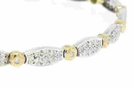 14k Two Tone Gold 7" 1.74 ctw Pave and Burnish Set Round Diamond Tennis Bracelet (1 of 7)