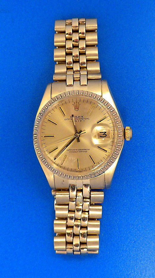 Gents Rolex 14KT Gold Date Model Wristwatch ML17: Gents Rolex 14KT Gold Date Model Wristwatch ML17. Great Condition! GW1814LU. One, hand crafted and machine milled Rolex Date Model wristwatch electronically tested 14KT yellow gold. Case: 34mm oyster.
