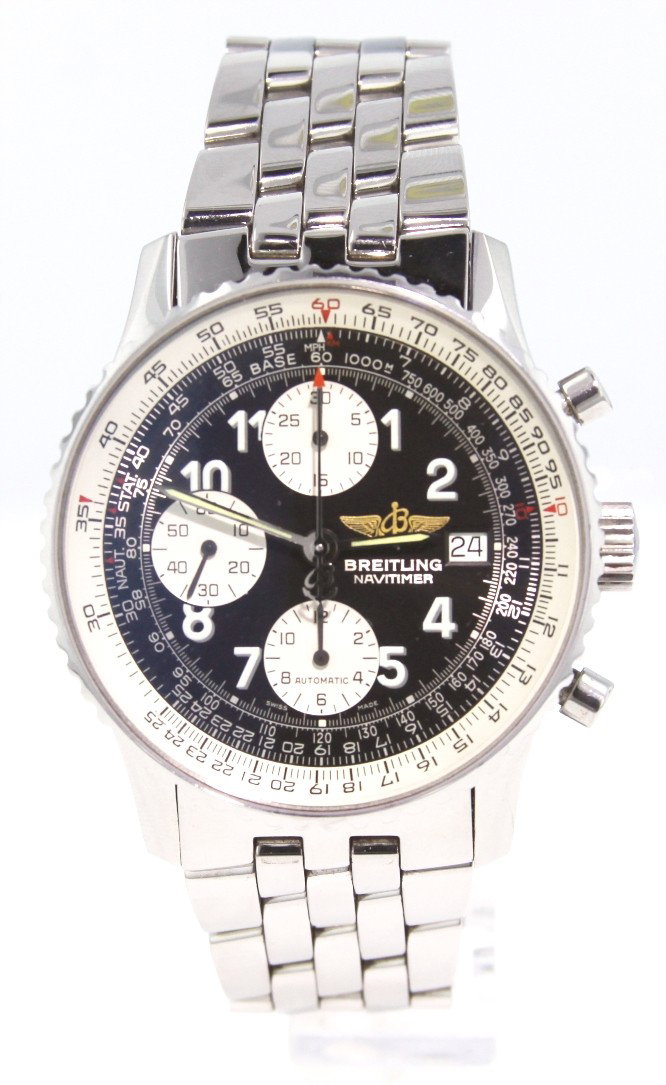 Breitling Old Navitimer II Stainless Steel Watch BD338: Breitling Old Navitimer II Stainless Steel Watch BD338. Very Good Condition! ET1513PA. This is a Breitling Old Navitimer II Stainless steel watch. It is model A 13322. Its case size is 41.50mm. Has an