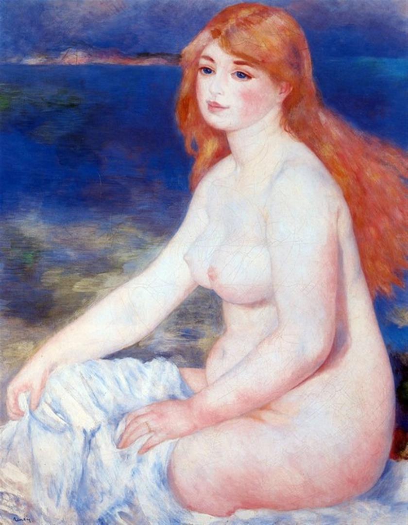 Renoir - The Blond Bather #2: Artist: Pierre-Auguste Renoir 1841-1919 - Title: The Blond Bather #2 - Medium: Fine Art Reproduction Giclee on Canvas - Image Size: Approximately 20 inches x 15.5 inches - Unframed on Unstretched Canv