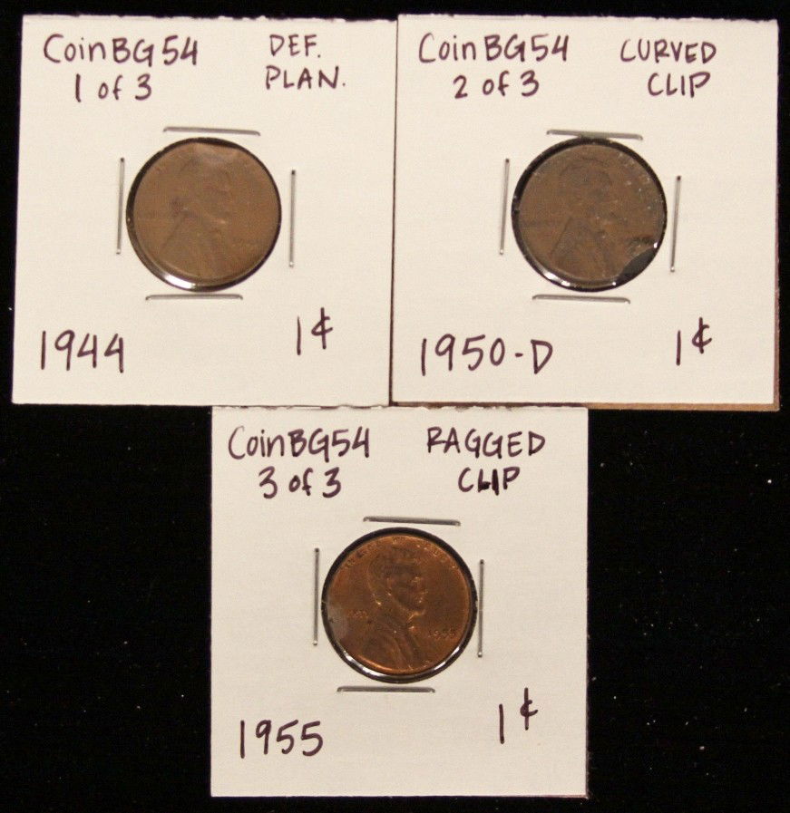 Lot of 3 RARE Penny Clipped Planchet Coins CoinBG54: Lot of 3 RARE Penny Clipped Planchet Coins CoinBG54. As-Is Condition! DU61TI. Lot of 3 RARE Penny Clipped Planchet Coins. Thank you for viewing this lot! We are always adding new inventory and new auc