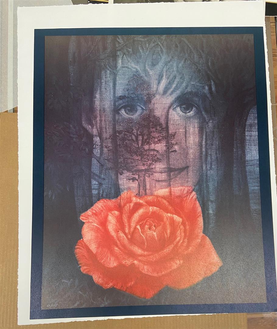 The Rose by G.H. Rothe: A limited edition offset lithograph, hand-signed by G.H. Rothe this print measures 28x23" including borders. It # 51/125.
