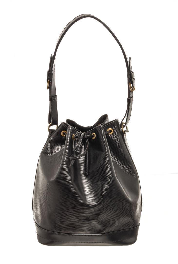 Louis Vuitton Black Epi Leather Noe Shoulder Bag: One Louis Vuitton Black Epi Leather Noe Shoulder Bag. Item is sold AS-IS. All available information is listed in the description and shown in the photo. Louis Vuitton Black Epi Leather Noe Shoulder Ba
