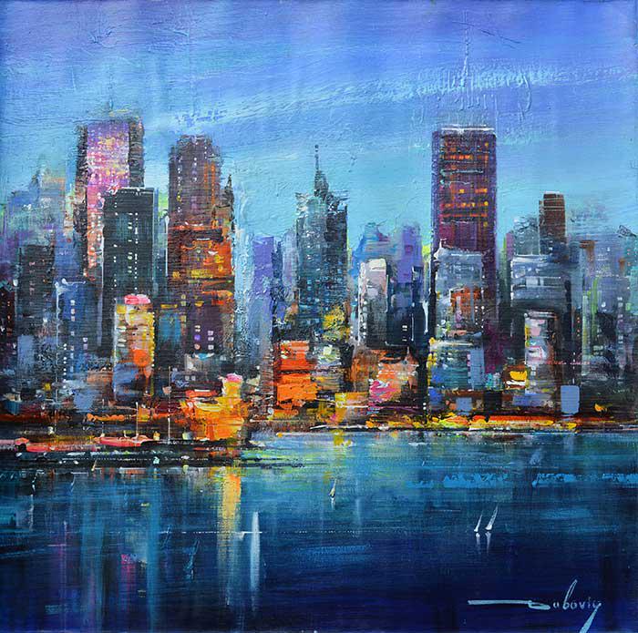 DUBOVIY ** BEAUTIFUL SKYLINE ** ORIGINAL: DUBOVIY ** BEAUTIFUL SKYLINE ** ORIGINAL. Artist: Nikolay Duboviy - Title: Beautiful Skyline - Medium: Original Acrylic on Canvas - Signature: This one-of-a-kind work is hand-signed by the artist at t