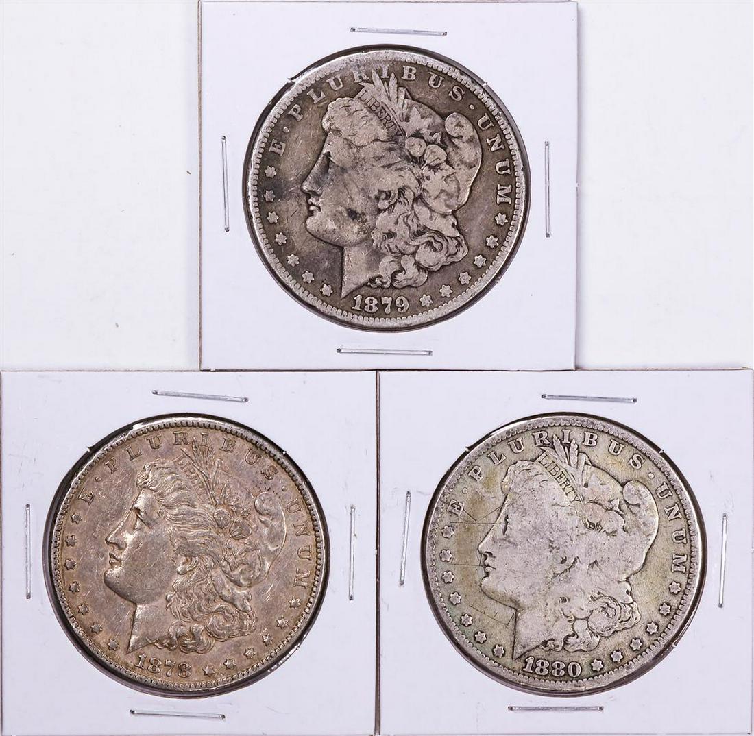 1878-1880 Morgan Silver Dollar Coin Collector's Set: One 1878-1880 Morgan Silver Dollar Coin Collector's Set. Great for any collection!