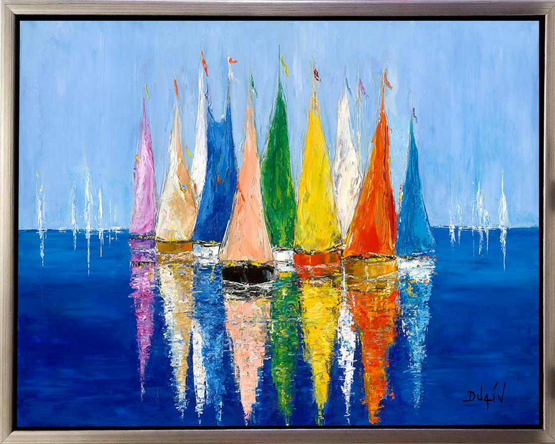 Power Colors By Duaiv: First-Rate limited edition embellished giclee on canvas. Hand signed by artist. This artwork comes framed in a silver floater ready to hang. Approximately 54x40 inches