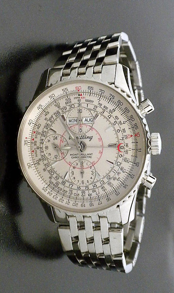 Breitling Navitimer Montbrilliant Datora Stainless Stee: Breitling Navitimer Montbrilliant Datora Stainless Steel Watch A3324. Excellent Condition! CL1573PL. One gents, custom cast and hand crafted Breitling Montbrilliant Datora Chronograph wristwatch elect