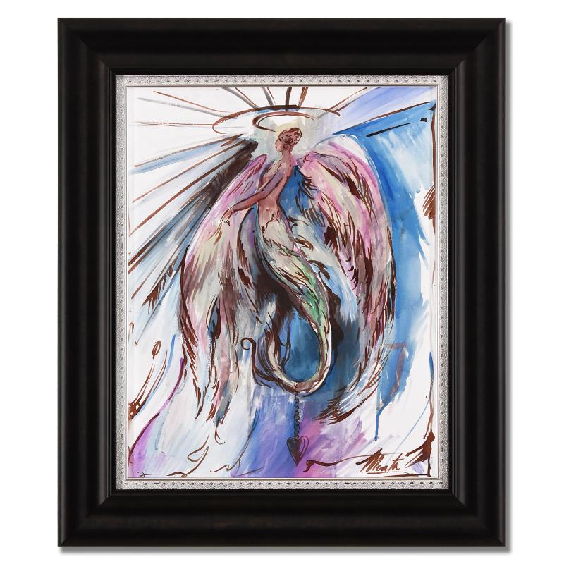 Untitled By Wiley Original: Untitled By Wiley Original. This is an original mixed media painting on canvas, hand signed and thumb printed by Marta Wiley. This piece comes custom framed. Includes Letter of Authenticity. Measures 