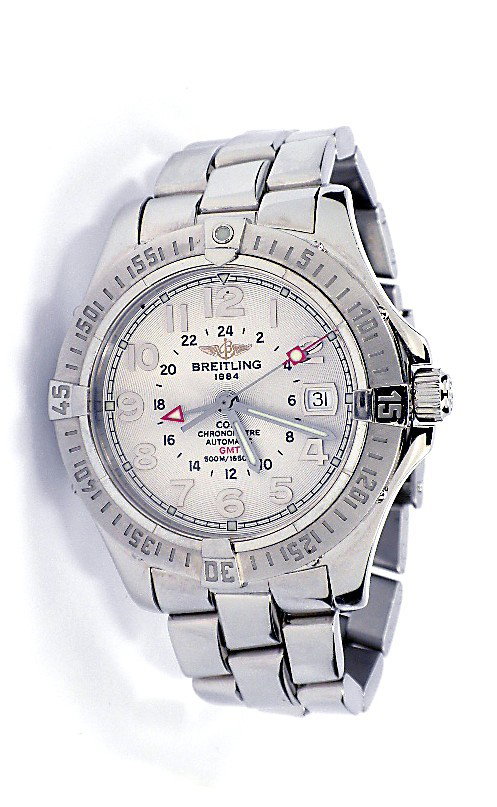 Breitling Stainless Steel Colt GMT Wristwatch A3337: "Breitling Stainless Steel Colt GMT Wristwatch A3337. Great Condition! CL1731CS. One gents, custom cast and hand crafted Breitling Colt GMT wristwatch electronically tested stainless steel. Case: 40.5