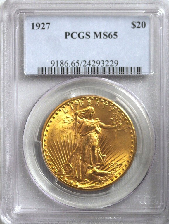 1927 $20 MS65 Saint Gaudens Double Eagle Gold Coin GFR3: 1927 $20 MS65 Saint Gaudens Double Eagle Gold Coin GFR30. As-Is Condition! CX1812BV. 1927 $20 MS65 Saint Gaudens Double Eagle Gold Coin. Thank you for viewing this lot! We are always adding new invent