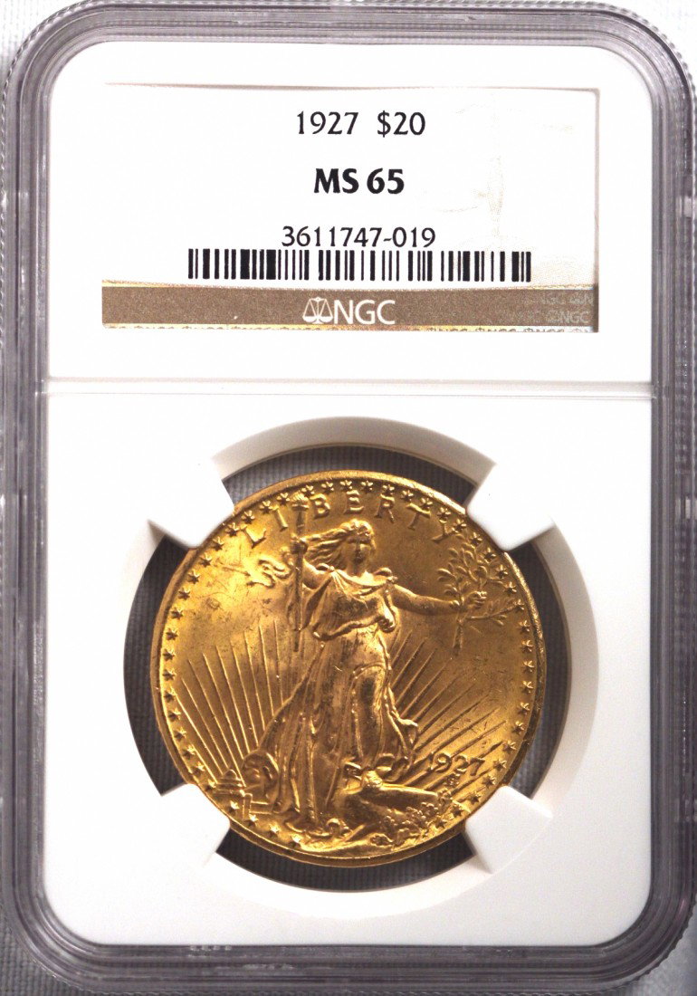 1927 $20 MS65 Saint Gaudens Double Eagle Gold Coin GOP3: 1927 $20 MS65 Saint Gaudens Double Eagle Gold Coin GOP30. As-Is Condition! WQ1812TY. 1927 $20 MS65 Saint Gaudens Double Eagle Gold Coin. Thank you for viewing this lot! We are always adding new invent