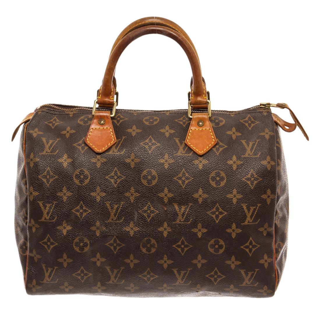 Louis Vuitton Brown Monogram Canvas Speedy 30 Satchel Bag: Louis Vuitton Brown Monogram Canvas Speedy 30 Satchel Bag. All available information is listed in the description and shown in the photos. Louis Vuitton Brown Monogram Canvas Speedy 30 Satchel Bag wit