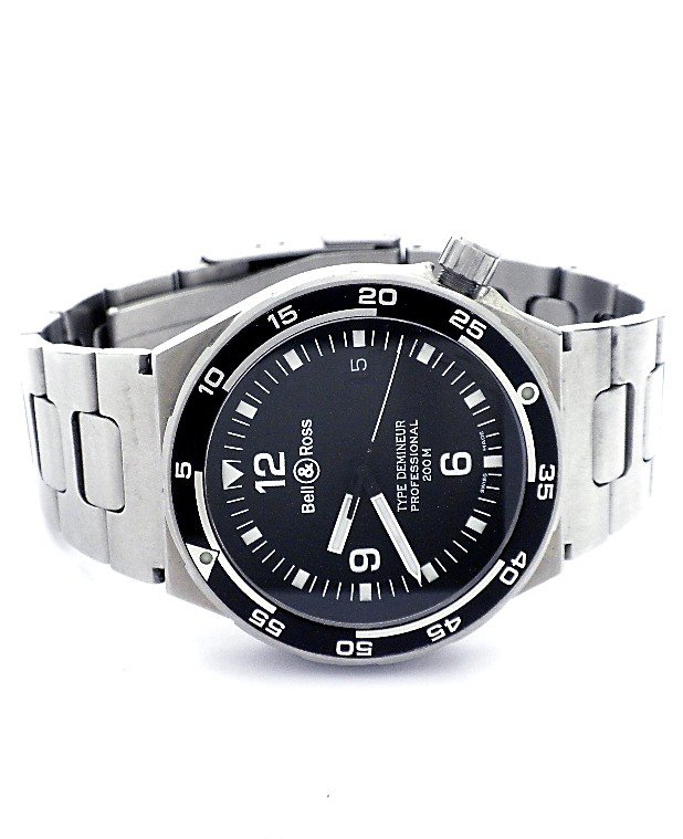 Bell and Ross Demineur Stainless Steel Wristwatch WBS12: Bell and Ross Demineur Stainless Steel Wristwatch WBS124. Great Condition! ST158LE. One, hand crafted and machine milled Bell and Ross stainless steel Demineur P rofessional wristwatch electronically 
