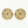 Vintage 14k Gold 0.30 ctw Round Blue Sapphire & Star Puffed Textured Cufflinks