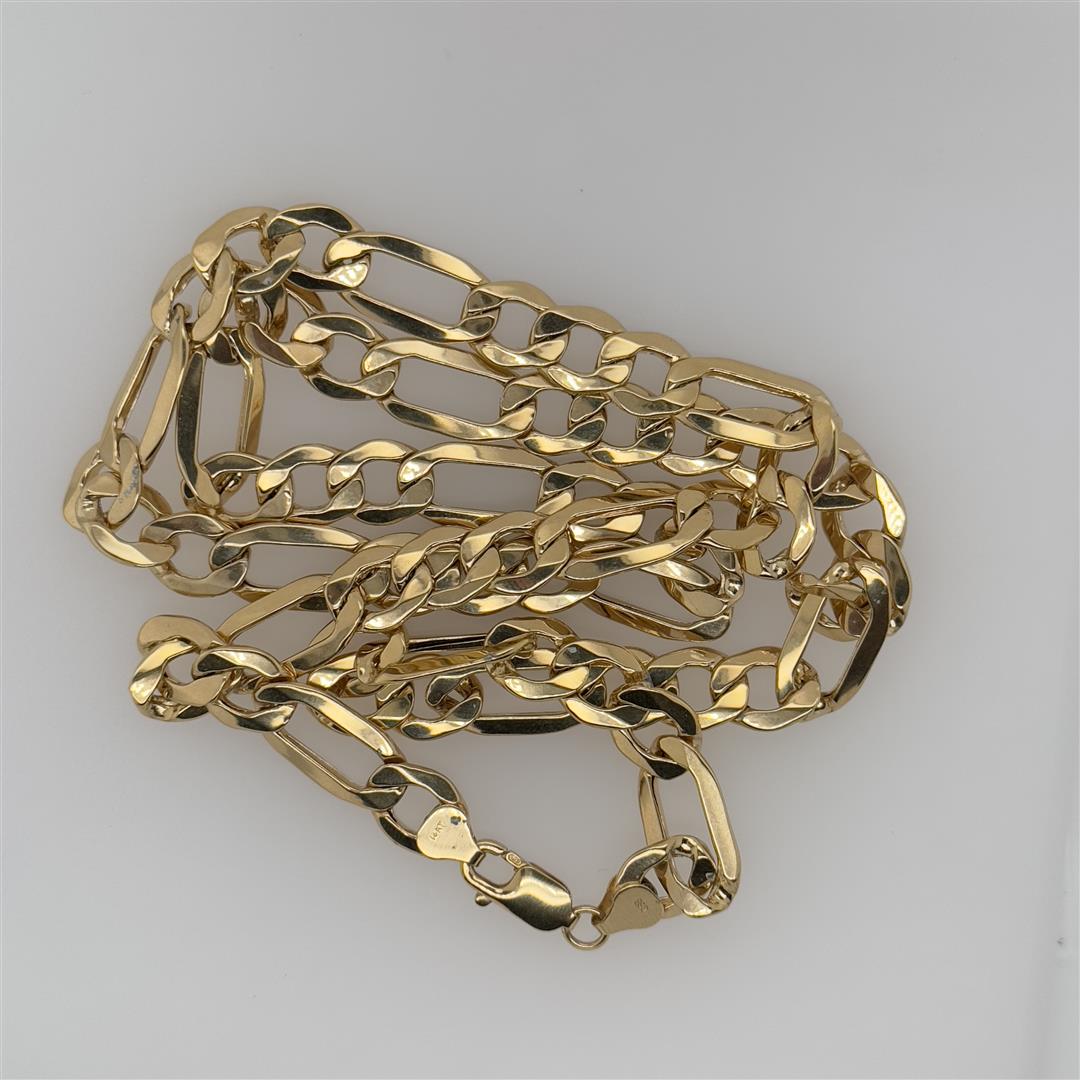 14K Yellow Gold Chain: One 14K Yellow Gold Chain. Total weight of chain is 22.3 grams. 22 inches in length.