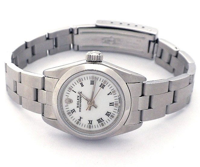 Lady Rolex Stainlesss Steel Oyster Perpetual Wristwatch: Lady Rolex Stainlesss Steel Oyster Perpetual Wristwatch A3671. Great Condition! MS1521SD. One ladies, hand crafted and machine milled Rolex Oyster Perpetual Model stainless steel wristwatch electronic