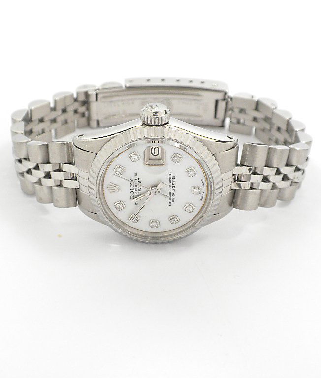 Lady Rolex Stainless Steel DateJust Wristwatch A3756: Lady Rolex Stainless Steel DateJust Wristwatch A3756. As-Is Condition! TW1551PQ. One ladies, hand crafted & machine milled Rolex Date Just Model Stainless Steel wristwatch electronically tested, Case: