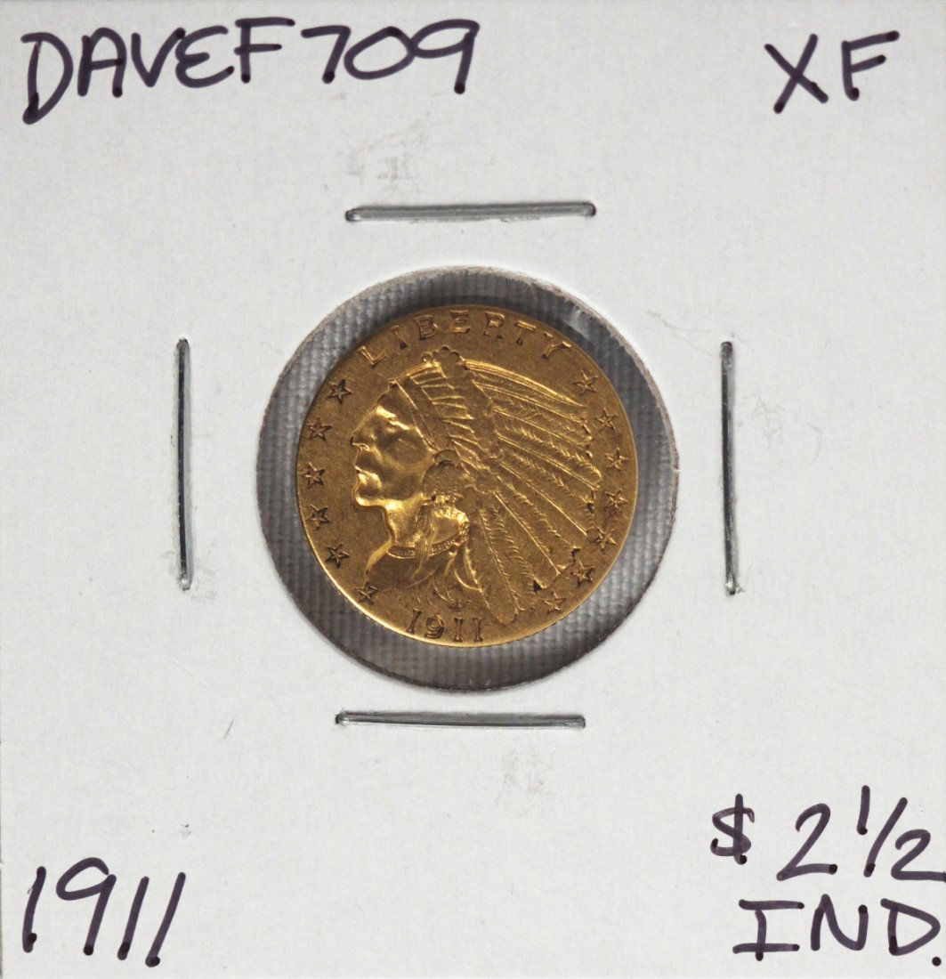 1911 $2 1/2 XF Indian Head Quarter Eagle Gold Coin DAVE: 1911 $2 1/2 XF Indian Head Quarter Eagle Gold Coin DAVEF709. As-is Condition! KK182MC. 1911 $2 1/2 XF Indian Head Quarter Eagle Gold Coin . Thank you for viewing this lot! We are always adding new inv
