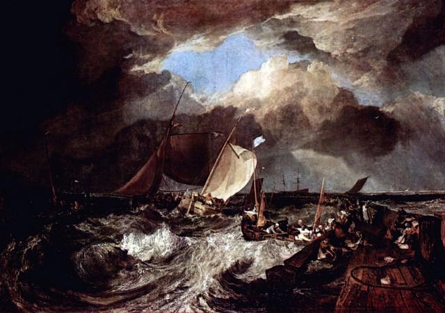 Joseph Mallord William Turner - Calais Pier: Artist: Joseph Mallord William Turner - Title: Calais Pier - Medium: Fine Art Reproduction Giclee on Canvas - Image Size: Approximately 14 inches x 20 inches - Unframed on Unstretched Canvas - Biograp