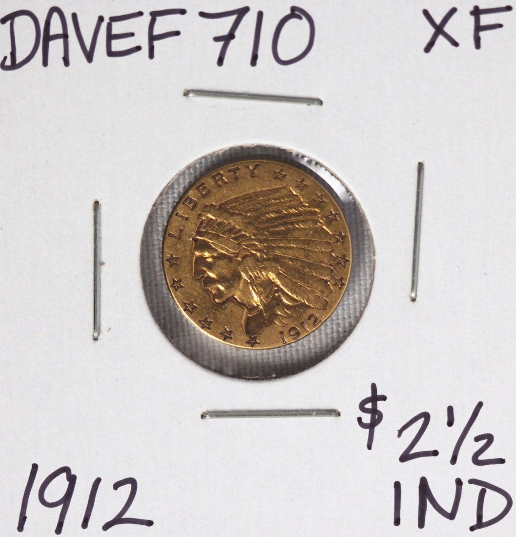 1912 $2 1/2 XF Indian Head Quarter Eagle Gold Coin DAVE: "1912 $2 1/2 XF Indian Head Quarter Eagle Gold Coin DAVEF710. As-is Condition! XX182QW. 1912 $2 1/2 XF Indian Head Quarter Eagle Gold Coin. Thank you for viewing this lot! We are always adding new inv