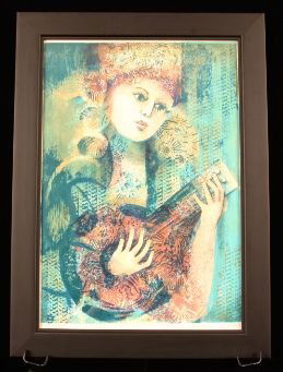Limited Edition Litho by Jose Puig Marti. ED472: "Limited Edition Litho by Jose Puig Marti. ED472. Excellent Vintage Condition! LK54RD. Signed and numbered 195/225 by Listed Artist Marti. "Girl with Lyre" The art size is 12.5" x 18.5". Professionall
