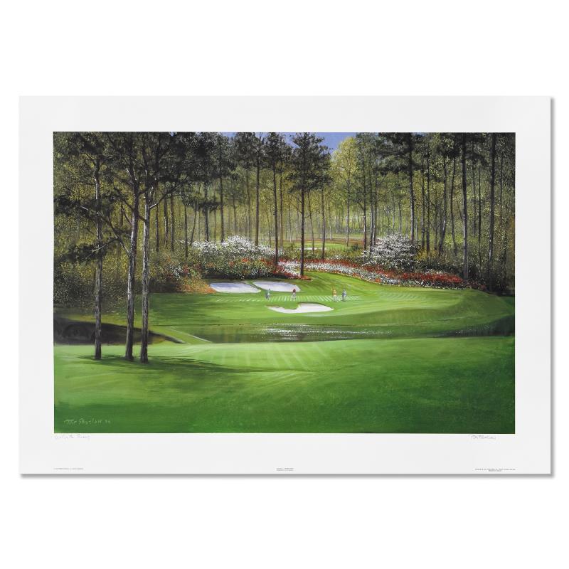 Augusta - Twelfth Hole by Peter Ellenshaw (1913-2007): "Augusta - Twelfth Hole" is a limited edition lithograph on paper by Peter Ellenshaw (1913-2007), numbered and hand signed by the artist. Includes Letter of Authenticity. Measures approx. 37.5" x 25.5