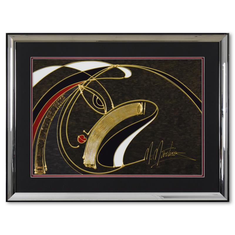 Golden Sorrow by Manoukian, Martiros: "Golden Sorrow" is a limited edition mixed media silkscreen on paper by Martiros Manoukian, numbered and hand signed by the artist. This piece comes custom framed. Includes Letter of Authenticity. Mea