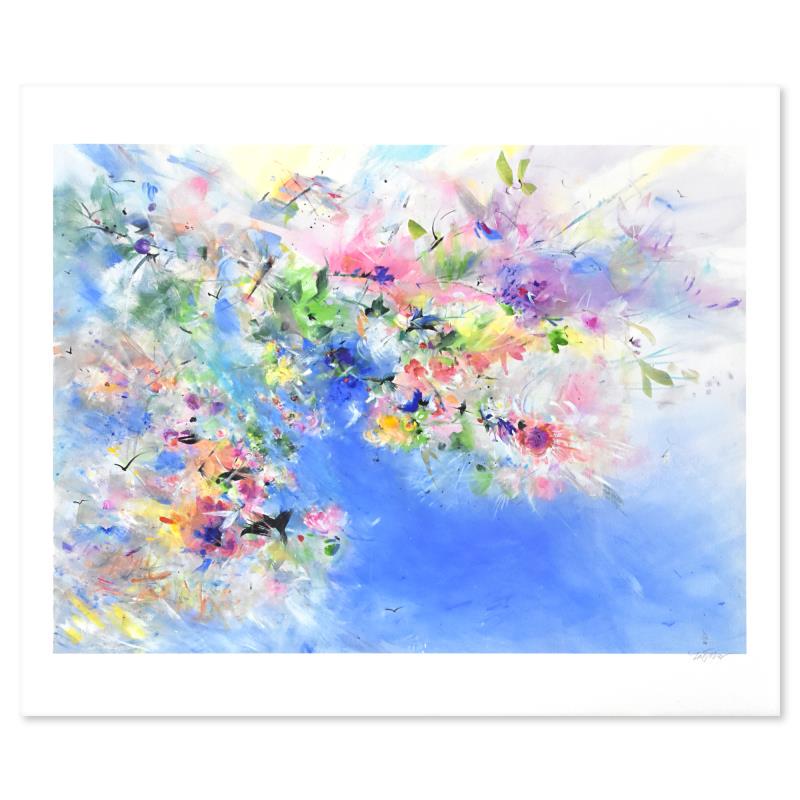 Dragonfly by Mac, Zoe: "Dragonfly" is a limited edition lithograph on paper by Zoe Mac, numbered and hand signed by the artist. Includes Letter of Authenticity. Measures approx. 28" x 23" (border), 26.5" x 19" (image). Plea