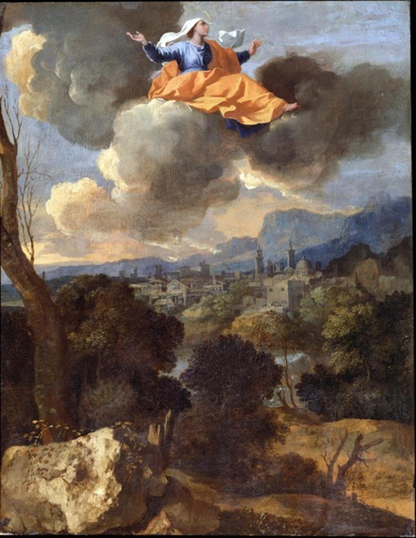 Nicolas Poussin - The Translation of Saint Rita of Cascia: Artist: Nicolas Poussin - Title:The Translation of Saint Rita of Cascia - Medium: Fine Art Reproduction Giclee on Canvas - Image Size: Approximately 32 inches x 24.5 inches - Unframed on Unstretched C