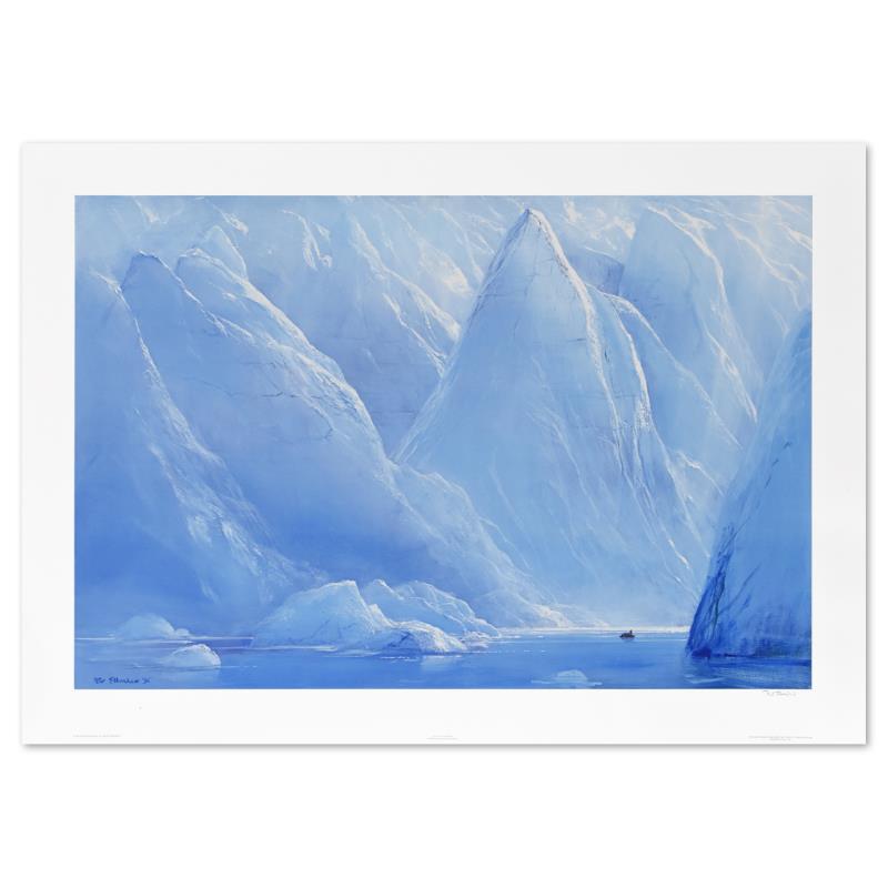 Ice Cathedral by Peter Ellenshaw (1913-2007): "Ice Cathedral" is a limited edition lithograph on paper by Peter Ellenshaw (1913-2007), numbered and hand signed by the artist. Includes Letter of Authenticity. Measures approx. 37" x 26.5" (border),