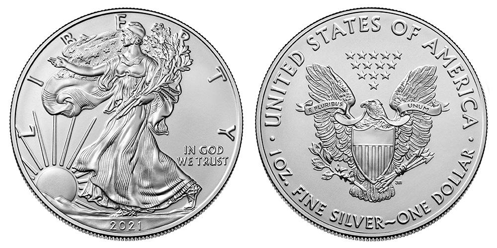 2021 American .999 Fine Silver Eagle Dollar Coin: One 2021 American .999 Fine Silver Eagle Dollar Coin.