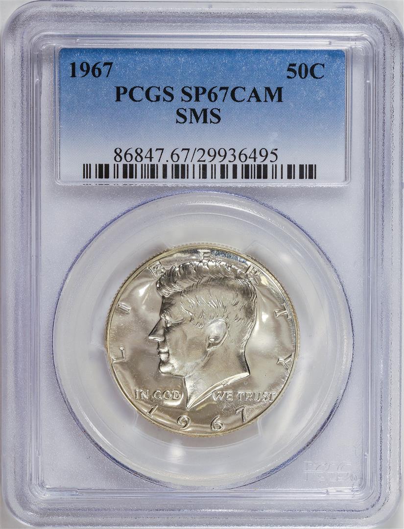 1967-SMS Kennedy Half Dollar Coin PCGS SP67CAM: One 1967-SMS Kennedy Half Dollar Coin PCGS SP67CAM.