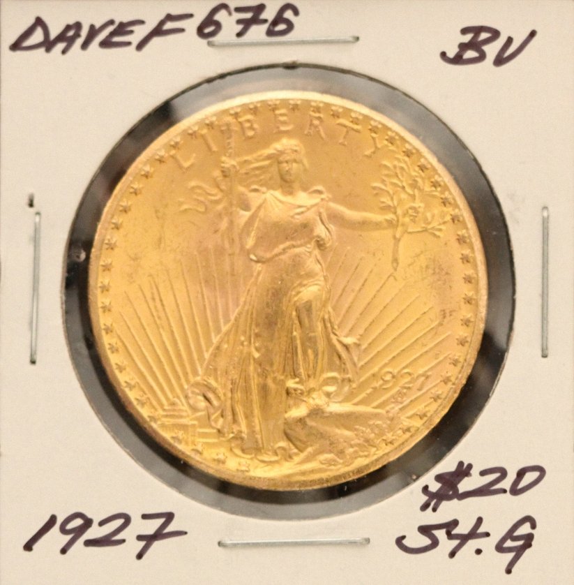 1927 $20 BU St. Gaudens Double Eagle Gold Coin DaveF676: 1927 $20 BU St. Gaudens Double Eagle Gold Coin DaveF676. As-Is Condition. KX1771DF. 1927 $20 BU St. Gaudens Double Eagle Gold CoinDaveF676 Thank you for viewing this lot! We are always adding new inve
