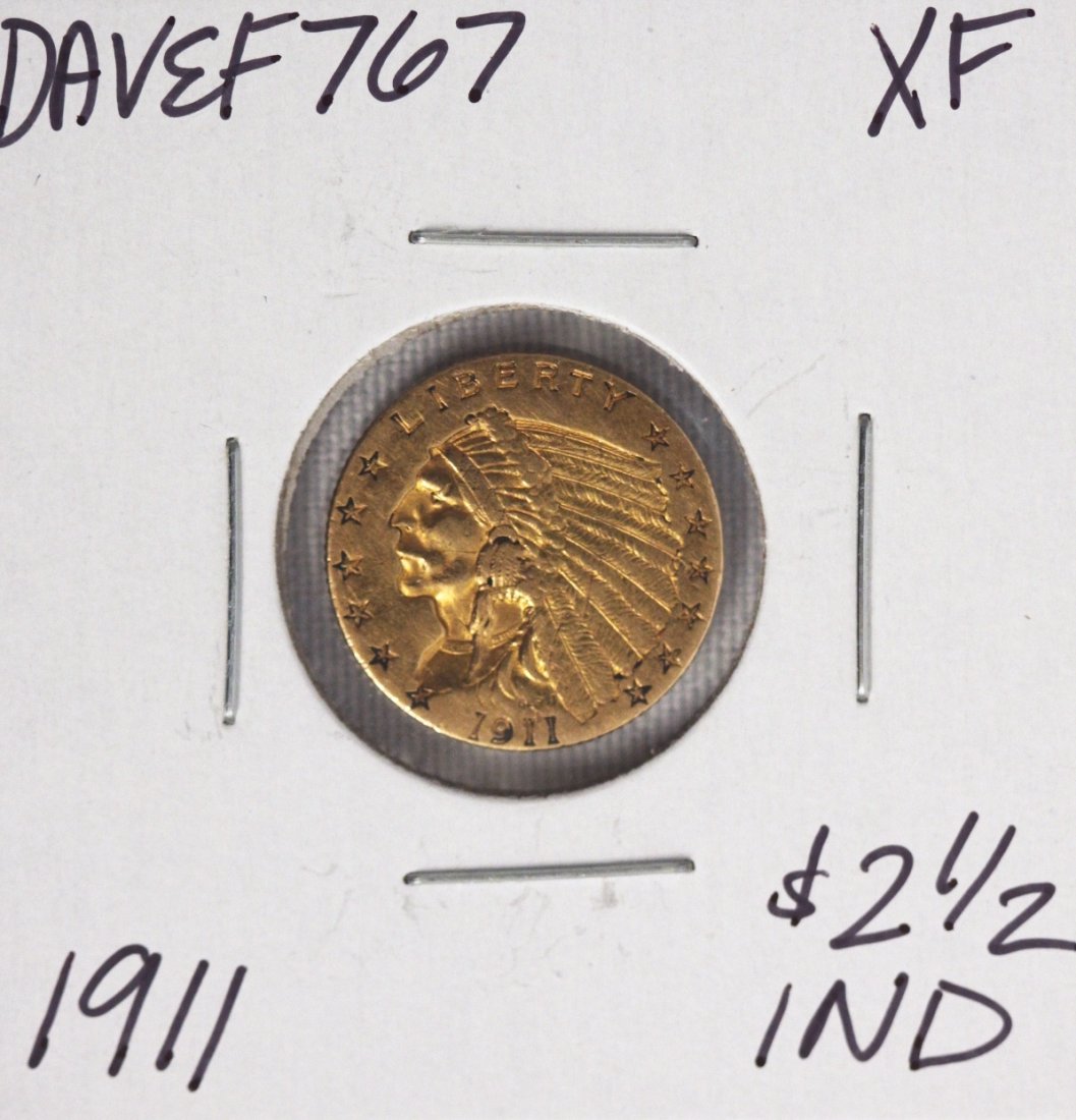 1911 $2 1/2 XF Indian Head Quarter Eagle Gold Coin DAVE: 1911 $2 1/2 XF Indian Head Quarter Eagle Gold Coin DAVEF767. As-is Condition! PY182RT. 1911 $2 1/2 XF Indian Head Quarter Eagle Gold Coin. Thank you for viewing this lot! We are always adding new inve