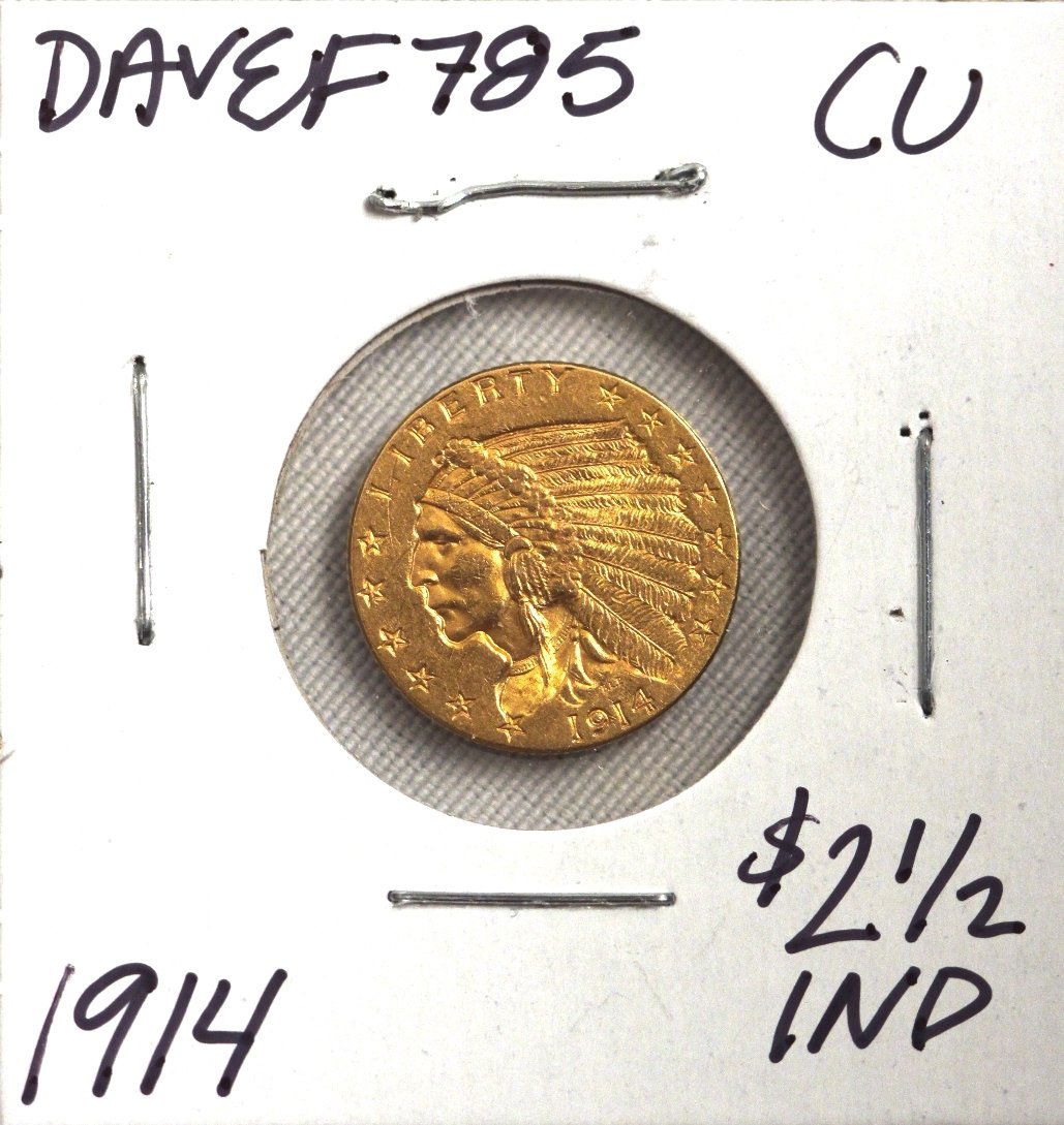 1914 $2 1/2 CU Date Indian Head Quarter Eagle Gold Coin: 1914 $2 1/2 CU Date Indian Head Quarter Eagle Gold Coin DAVEF785. As-Is Condition! FE133HG. 1914 $2 1/2 CU Date Indian Head Quarter Eagle Gold Coin. Thank you for viewing this lot! We are always addin