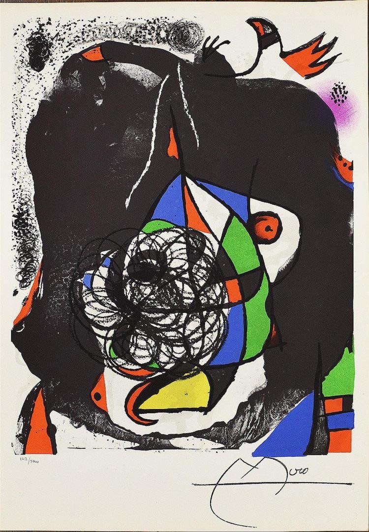 Joan Miro "End of Illusion II": Joan Miro "End of Illusion II" Plate Signed Offset Lithograph on Paper Dimensions: 15 x 10.5 Inches