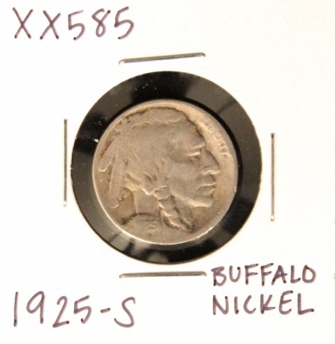 1925-S Buffalo Nickel XX585: 1925-S Buffalo Nickel XX585. As-Is Condition! FM3WE. FM3WE. 1925-S Buffalo Nickel. Thank you for viewing this lot! We are always adding new inventory and new auctions, so please check back often. We a