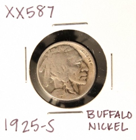 1925-S Buffalo Nickel XX587: 1925-S Buffalo Nickel XX587. As-Is Condition! SP3AH. SP3AH. 1925-S Buffalo Nickel. Thank you for viewing this lot! We are always adding new inventory and new auctions, so please check back often. We a
